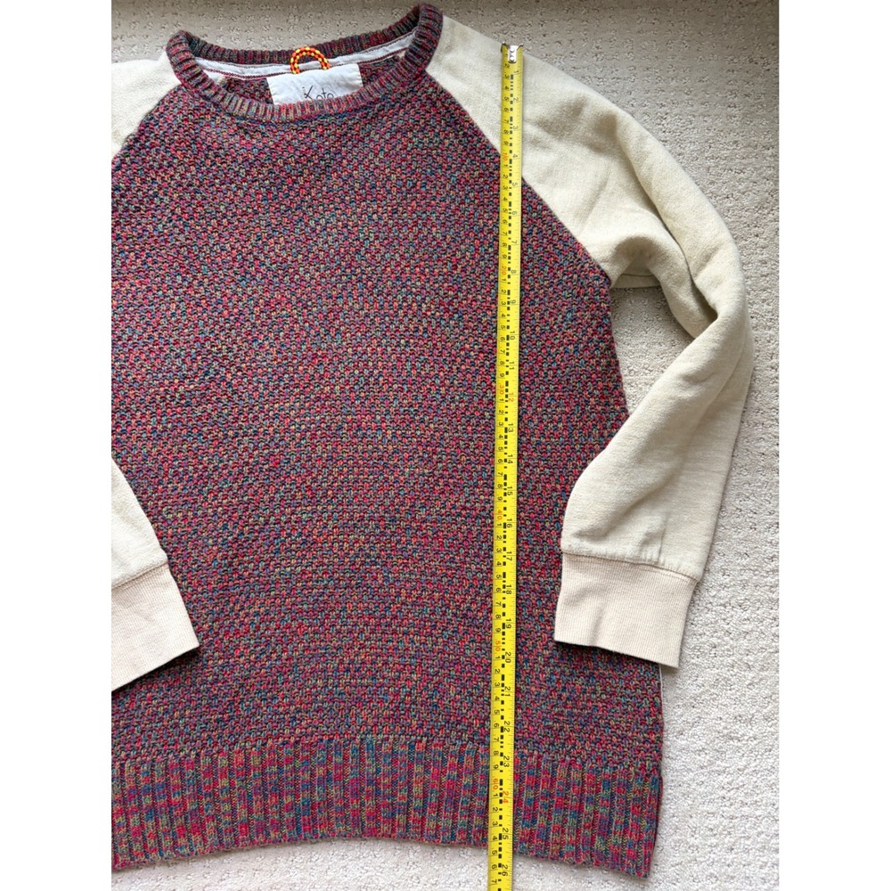 Koto Sweater Small Multicolor Raglan Waffle Knit Eclectic Grandpa Retro Gorpcore - Picture 2 of 7
